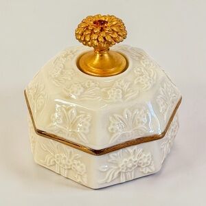 Vintage Lenox Treasures Collection November Trinket Box Octagonal Porcelain